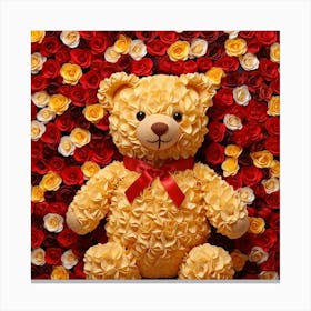 Teddy Bear With Roses 16 Canvas Print