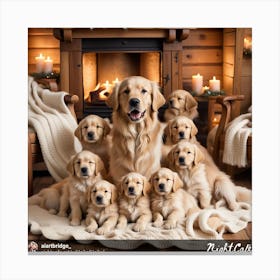 Golden Retriever Family Portrait Canvas Print