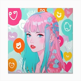 Girl With Blue Hair 1 Canvas Print