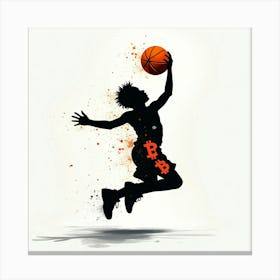 Silhouette Of A Basketball Player Canvas Print