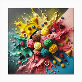 Colorful Ice Cream Splash Canvas Print