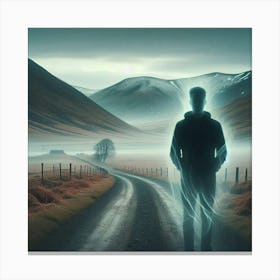 Man Standing On A Road 3 Canvas Print