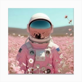 Pink & Floral Astronaut 3 Canvas Print