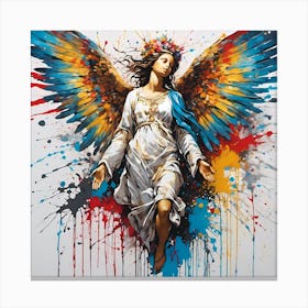 Angel With Colorful Wings Canvas Print