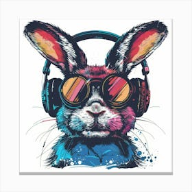 Rabbit With Headphones 2 Canvas Print