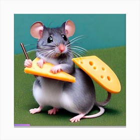 Surrealism Art Print | Mouse Balances Cheese With Hypermobility Canvas Print