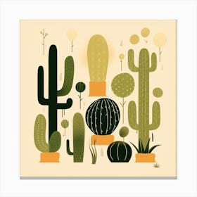Rizwanakhan Simple Abstract Cactus Non Uniform Shapes Petrol 49 Canvas Print