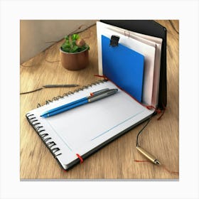3d Notepad Icon With Pen (3) Canvas Print