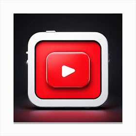 Youtube Video Streaming Platform Media Content Icon Logo Red Play Watch Channel Subscrib (4) Canvas Print