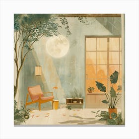 Moonlight In The Living Room Canvas Print