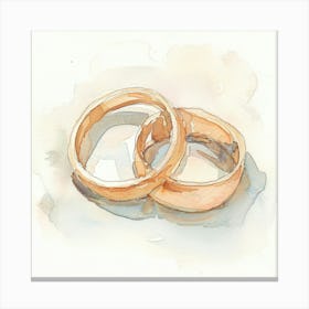 Watercolor Wedding Rings Close Up 1718 Canvas Print