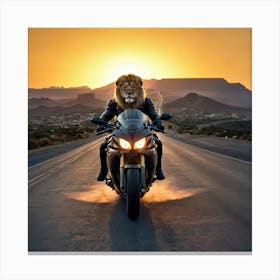 Lion On A Motorcycle Canvas Print