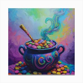 Pot Of Candy Halloween Canvas Print