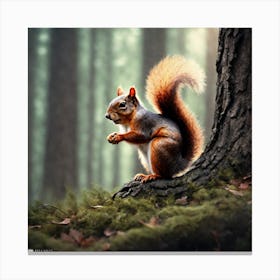 Red Squirrel In The Forest 11 Canvas Print