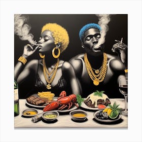 'Smoking And Eating' Canvas Print