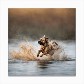 Dog Jumping In The Water 1 Canvas Print
