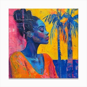 Woman In Front Of Palm Trees 1 Canvas Print