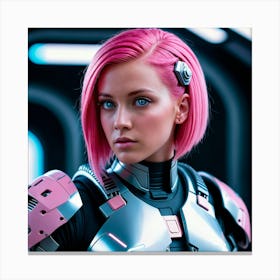 Futuristic Girl With Pink Hair 2 Canvas Print