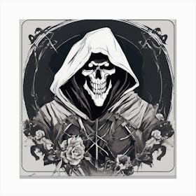 "Embrace the Dark Aesthetic: Mysterious Hooded Skull Art" Canvas Print