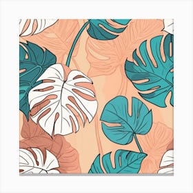 Seamless Pattern With Tropical Leaves Bohemian Botanical Monstera Canvas Print