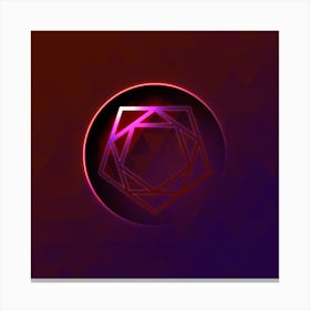 Geometric Neon Glyph on Jewel Tone Triangle Pattern 294 Canvas Print