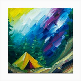 People camping in the middle of the mountains oil painting abstract painting art 12 Canvas Print