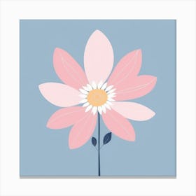 A White And Pink Flower In Minimalist Style Square Composition 337 Canvas Print