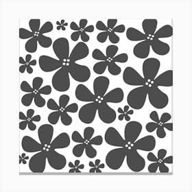 Grey Flowers Pattern Canvas Print