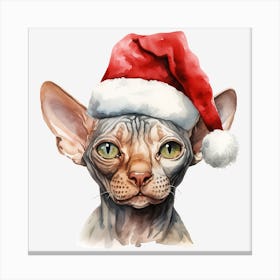 Sphynx Cat In Santa Hat 8 Canvas Print