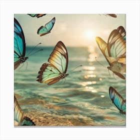 Beautiful Butterflys In The Sea Canvas Print