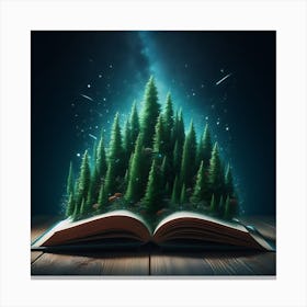 Open Book With Trees Canvas Print