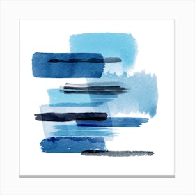 Big Watercolor Strokes Blue Square Canvas Print