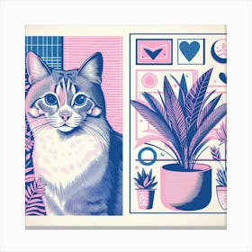 Cat & Plants Canvas Print