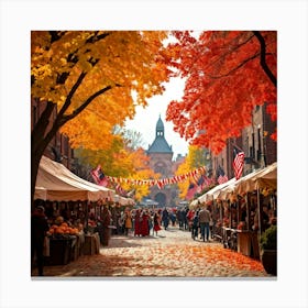 A Quaint Rustic Autumn Festival Scene Where The Dance Of Fiery Oranges Rich Yellows And Deep Reds (5) 1 Canvas Print