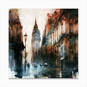 City In The Rain Canvas Print