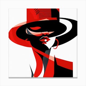 Woman In Red Hat 3 Canvas Print