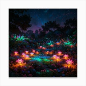 Fairy Garden At Night 3 Canvas Print