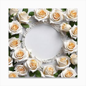 White Roses On White Background 1 Canvas Print