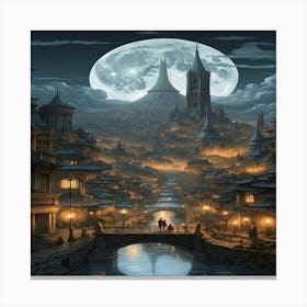 Moonlit City Canvas Print