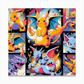 Pokemon, Pop Art 2 Canvas Print