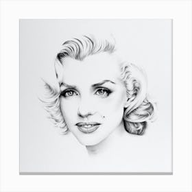 Marilyn Monroe Minimal Pencil Drawing Black and White Canvas Print