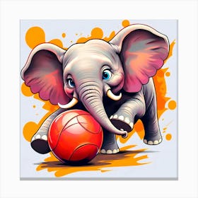 Elephant Playing Basketball Canvas Print