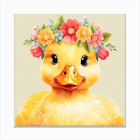 Floral Baby Duck Nursery Illustration (21) Canvas Print