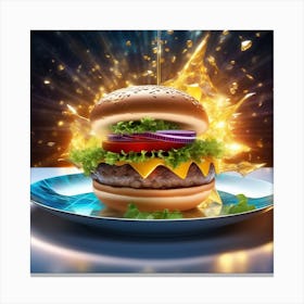 Burger With Fire 1 Canvas Print