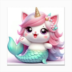 Cute Mermaid Caticorn 6 Canvas Print