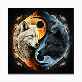 Wolf And Fire Canvas Print
