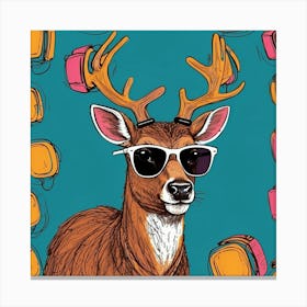 Deer In Sunglasses 11 Canvas Print