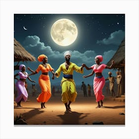 African Dancers At Night Canvas Print