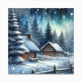 Winter Cabin In The Snow Canvas Print