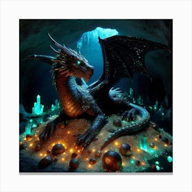 Dragon In The Cave paintings art print Canvas Print